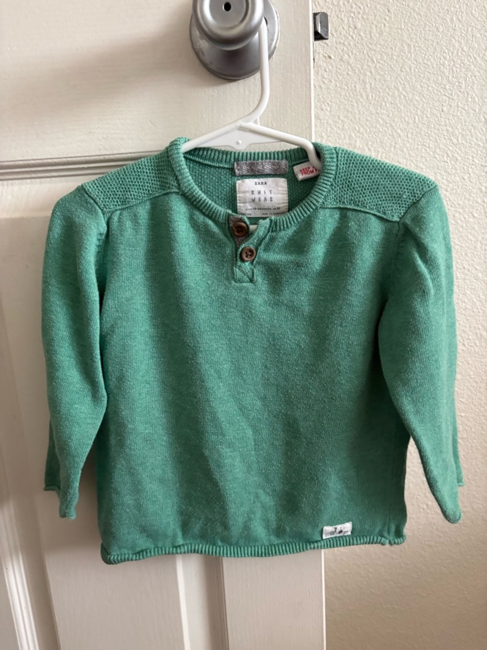 Zara Green Knit Henley Sweater